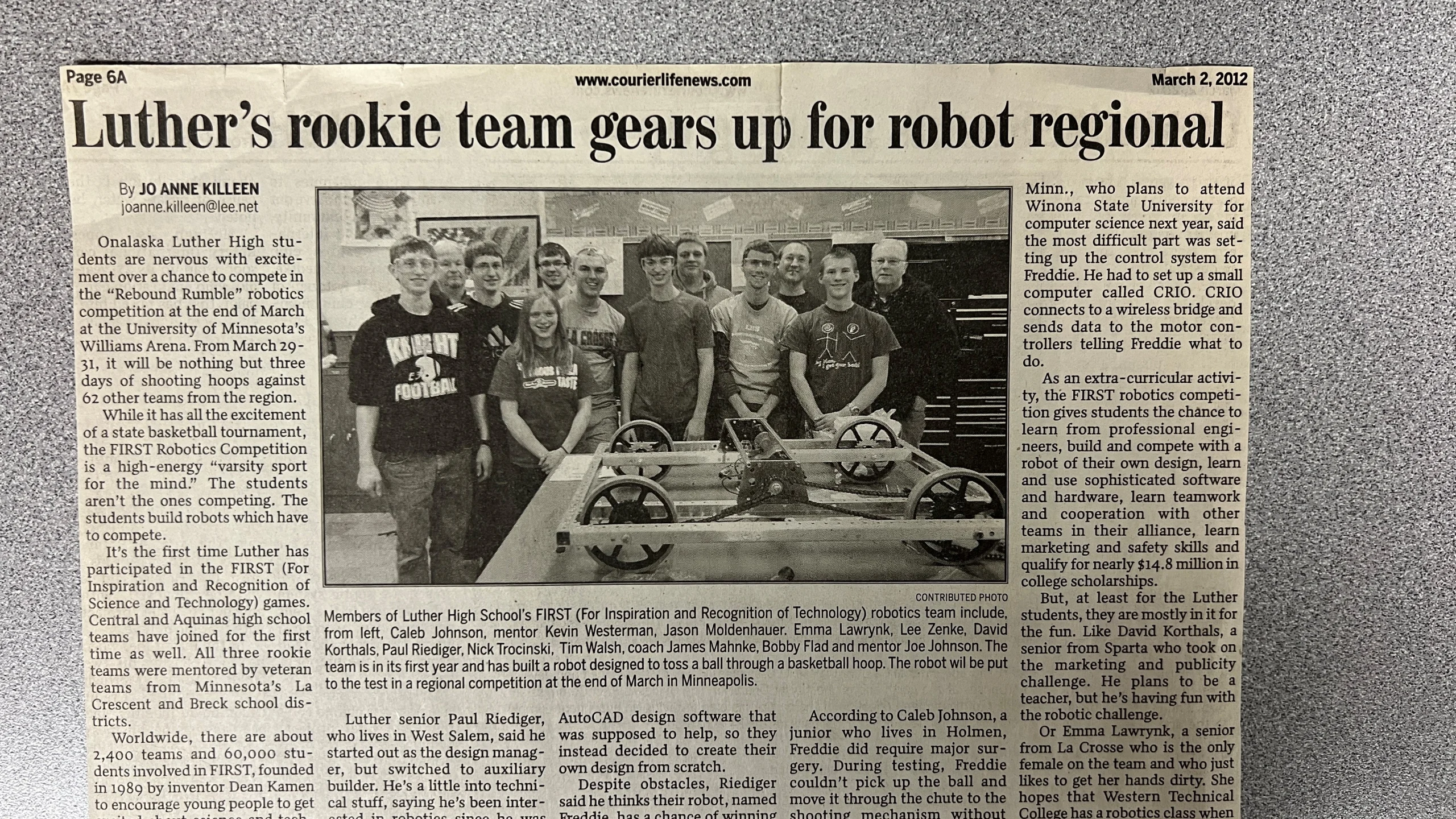 igKnightion rookie robotics team, 2012